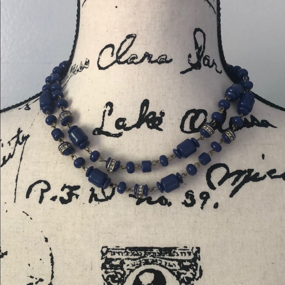 J. Crew Long Blue Bead Necklace